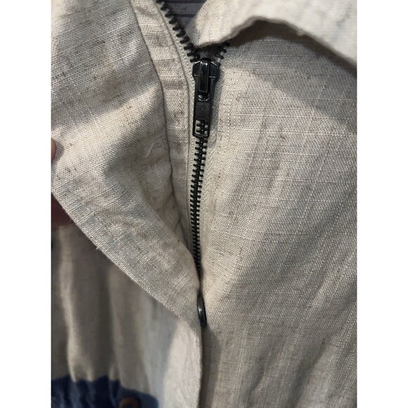 Blu Pepper Jacket Womens Sz S Two Tone Utility Jacket Linen Field Zip Up Coastal - Picture 4 of 11
